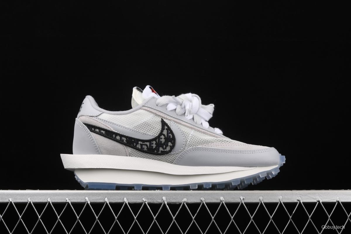 Dior x Sacai x NIKE LVD Waffle Daybreak co-signed catwalk style double hook Swoosh running shoes BV0073-068,