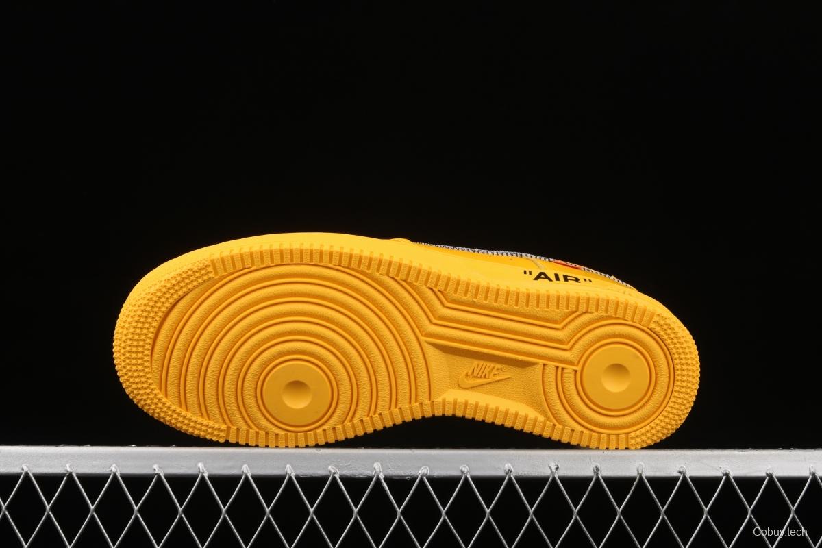 OFF-White x NIKE Air Force 1 x OFF White University Gold co-branded gold and silver hook low-top casual board shoes DD1876-700