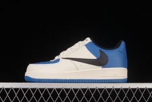 NIKE Air Force 1'07 Beige Blue Barb Low Top Casual Sneakers HG1136-022