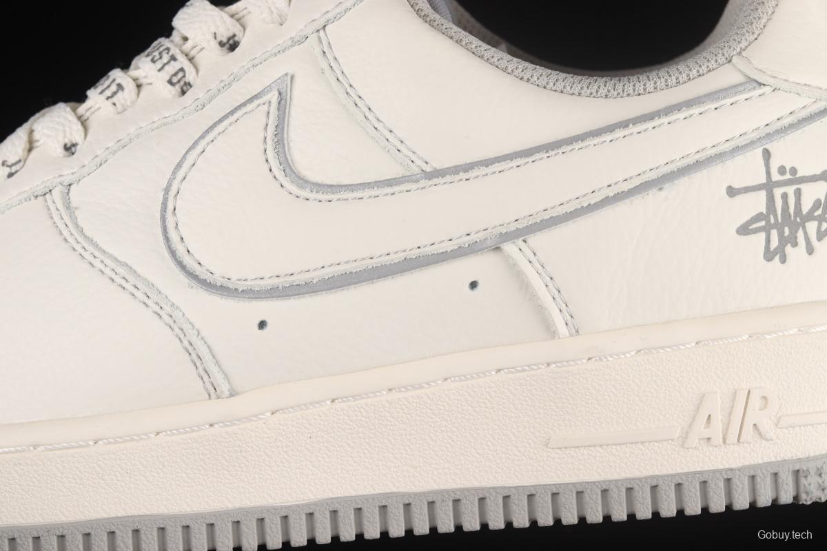 Stussy x NIKE Air Force 11607 Low Stussy co-named rice gray reflective low-top casual board shoes UN1815-802