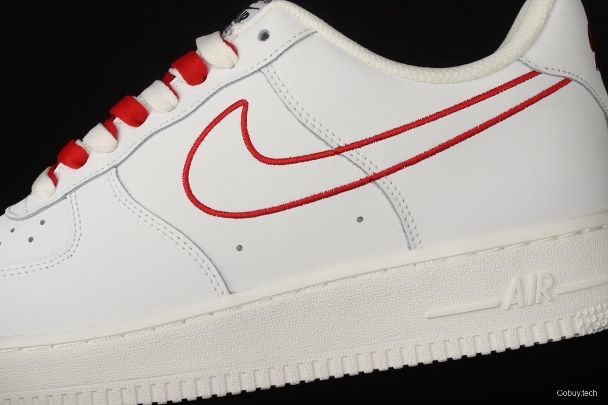 NIKE Air Force 1x07 Low rice white red electric embroidery hook low-top casual board shoes CL6326-108