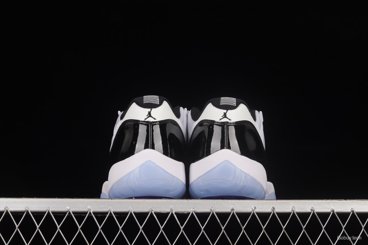 Air Jordan 11 Low Concord 1 Kang buckle white and black real standard real carbon low-top basketball shoes 528895-153