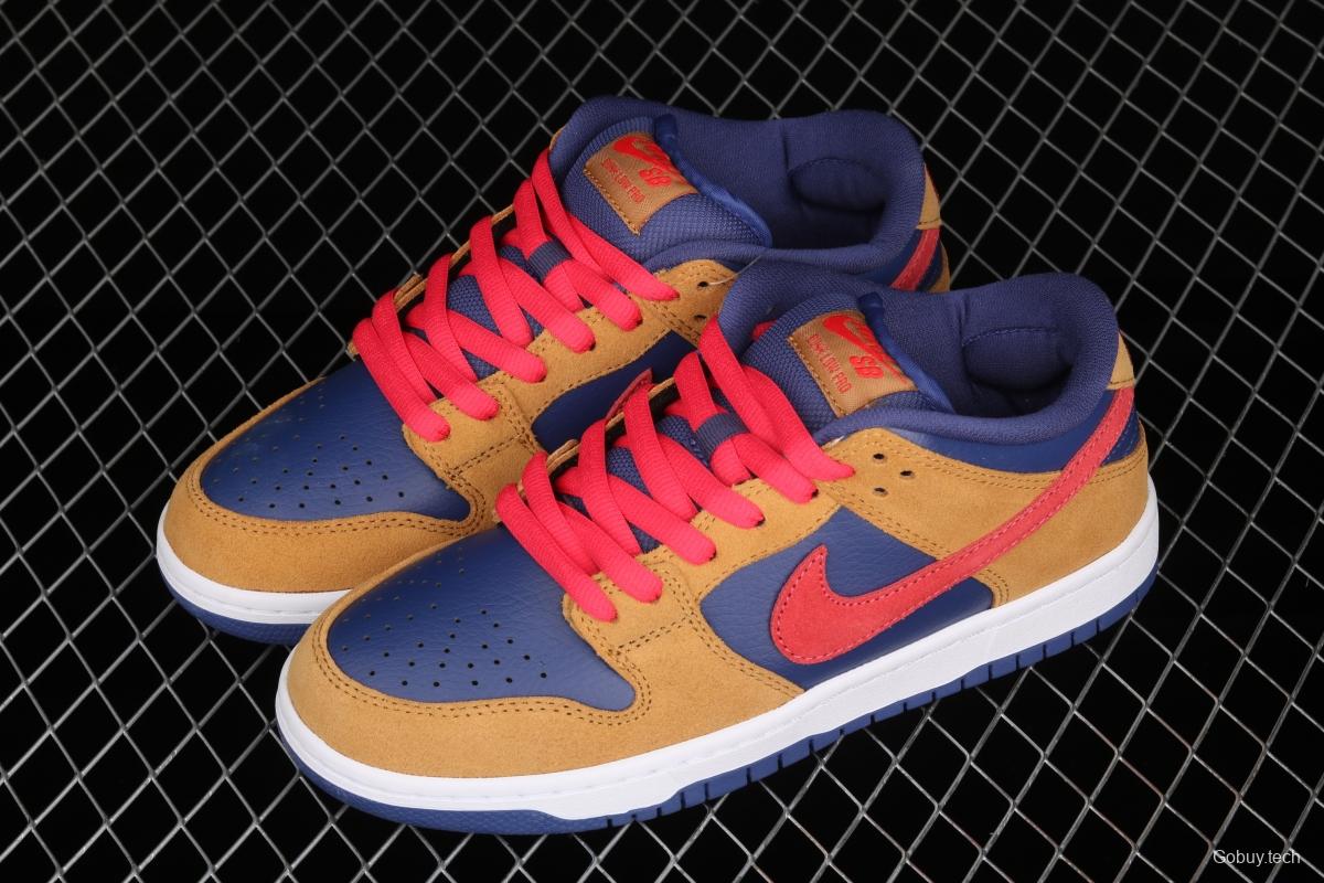 NIKE SB DUNK Low SB shredded backboard dark brown white and yellow color matching fashion leisure board shoes BQ6817-700