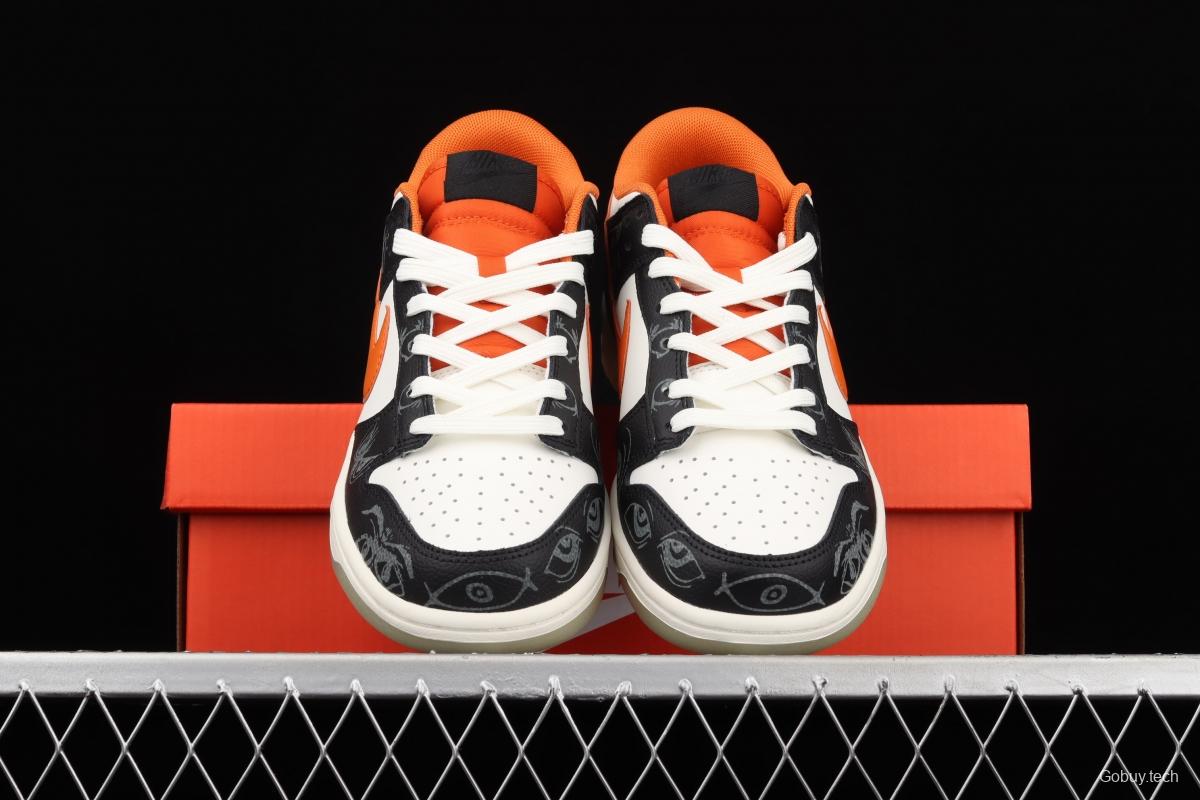 NIKE SB DUNK Low Halloween black, white and orange luminous Halloween SB rebound fashion casual board shoes DD3357-100