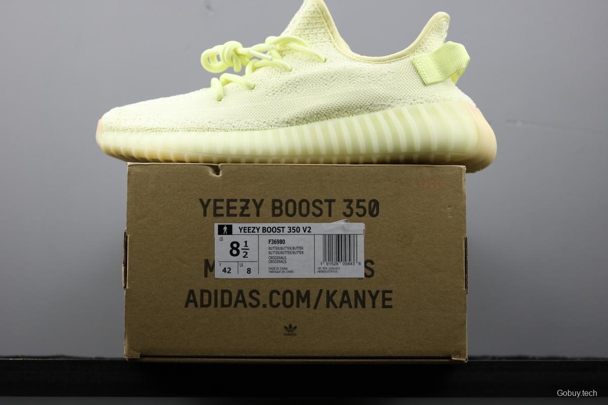 Adidas Yeezy 350V2 Real Boost Basf F36980 Darth Coconut 350 second generation light yellow original BASF popcorn