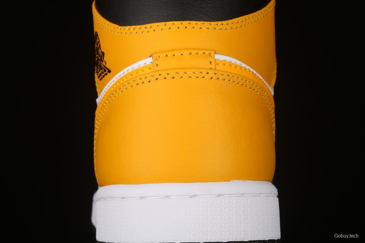 Air Jordan 1 Mid White and Yellow Zhongbang Basketball shoes 554724-170