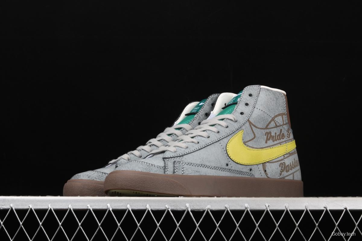 NIKE Blazer Mid'77 Motivation Limited Edition SB Gray Yellow Leisure Board shoes CW6016-100