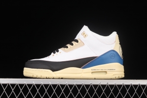 Fragment Design x Air Jordan 3 AJ3 Fujiwara Hiroshi White, Black and Blue Lightning DA3595-100