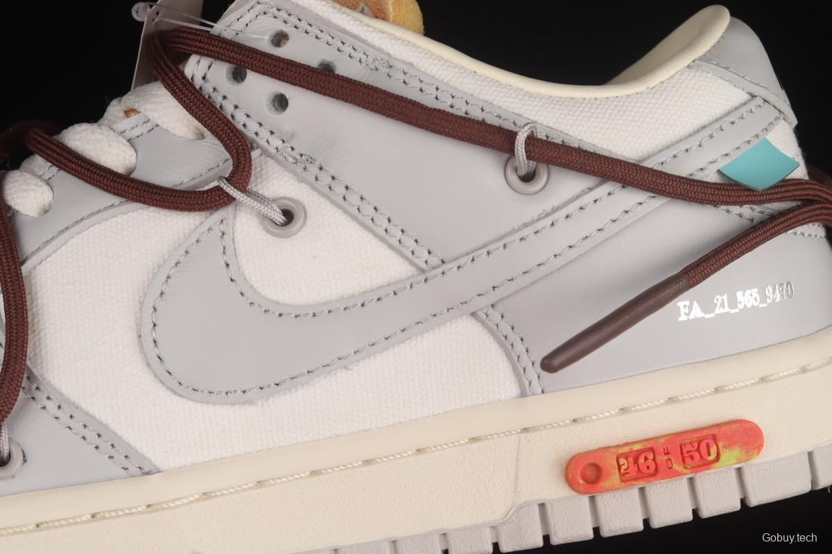 OFF-White x NIKE DUNK Low OW white gray leisure sports skateboard shoes DM1602-102