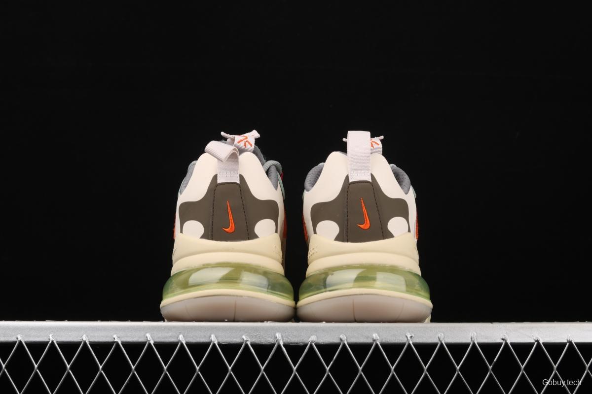 Travis Scott x NIKE Air Max 270React joint style light cream barb white blue orange air cushion running shoes CV2414-200