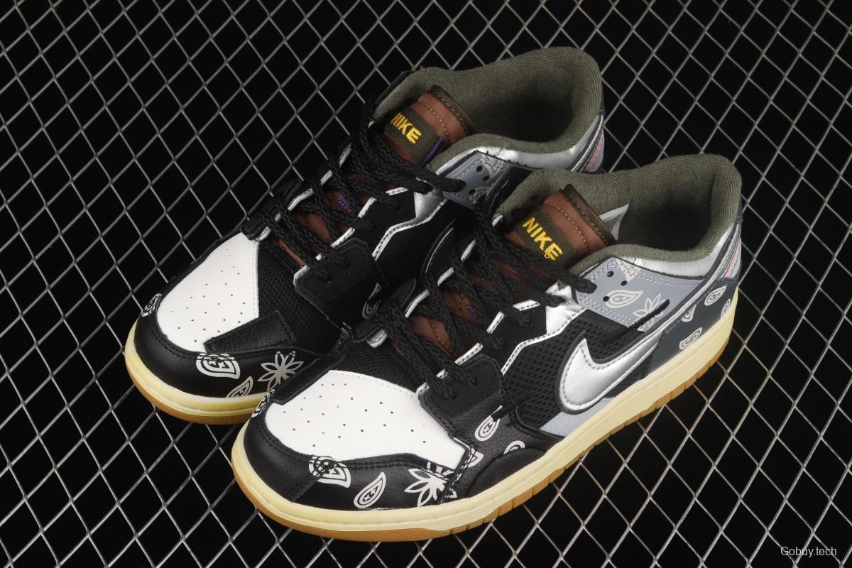 NIKE DUNK Scrap stitching and stitching low upper skateboard shoes black gray silver DB0500-200