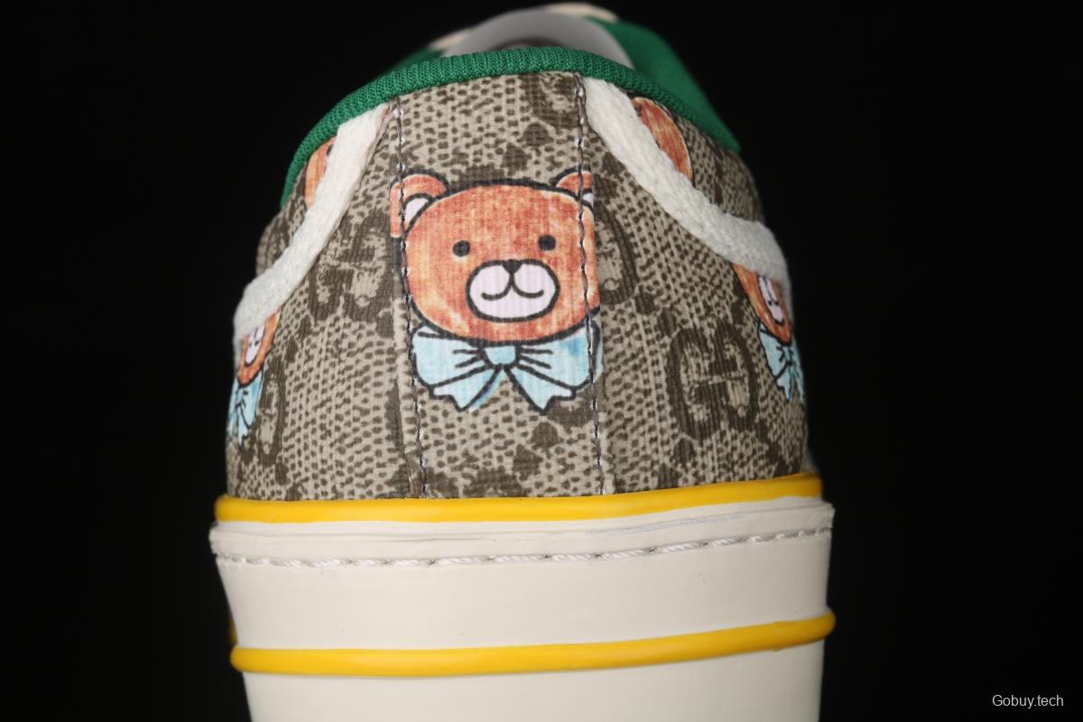 Gucci Tennis 1977 Print Sneaker canvas bear printed retro leisure sports board shoes