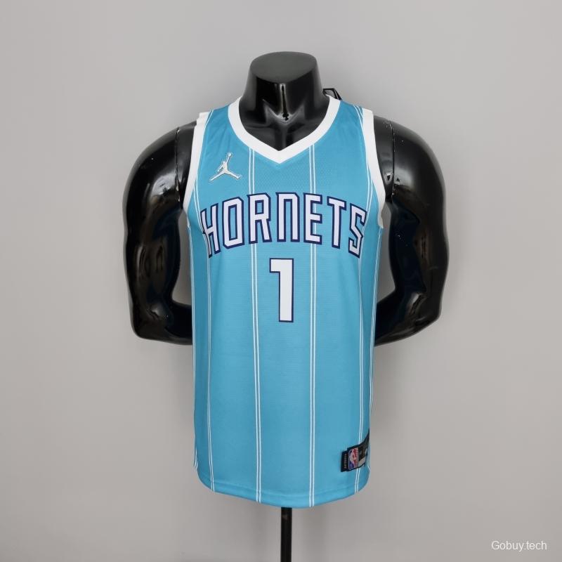 75th Anniversary Ball #1 Charlotte Hornets Blue NBA Jersey