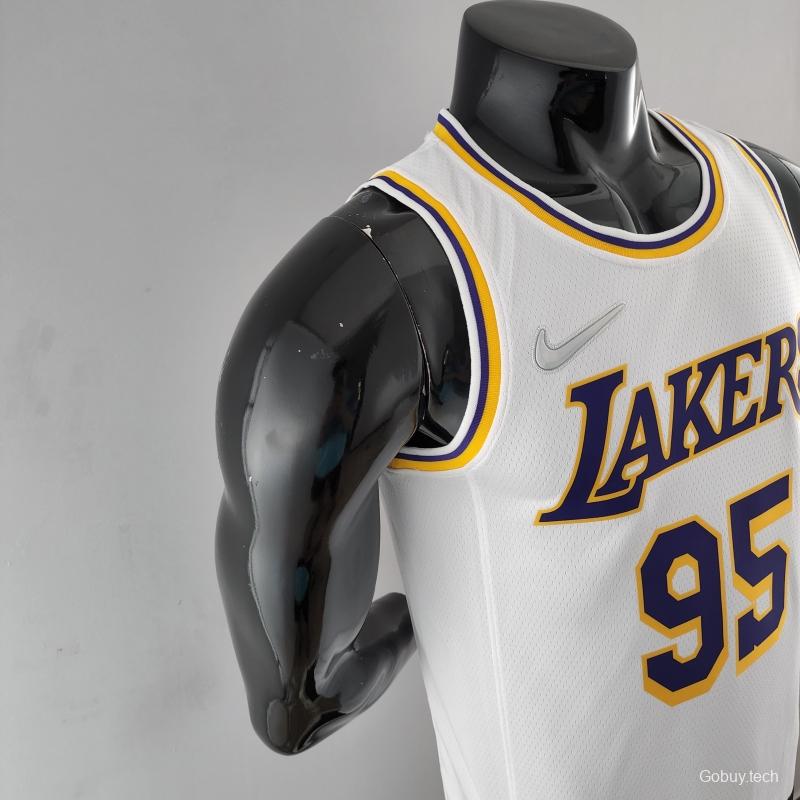 75th Anniversary TOSCANO #95 Los Angeles Lakers White NBA Jersey