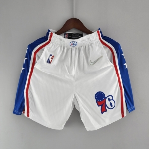 75th Anniversary Philadelphia 76ers NBA Shorts White Blue Trim