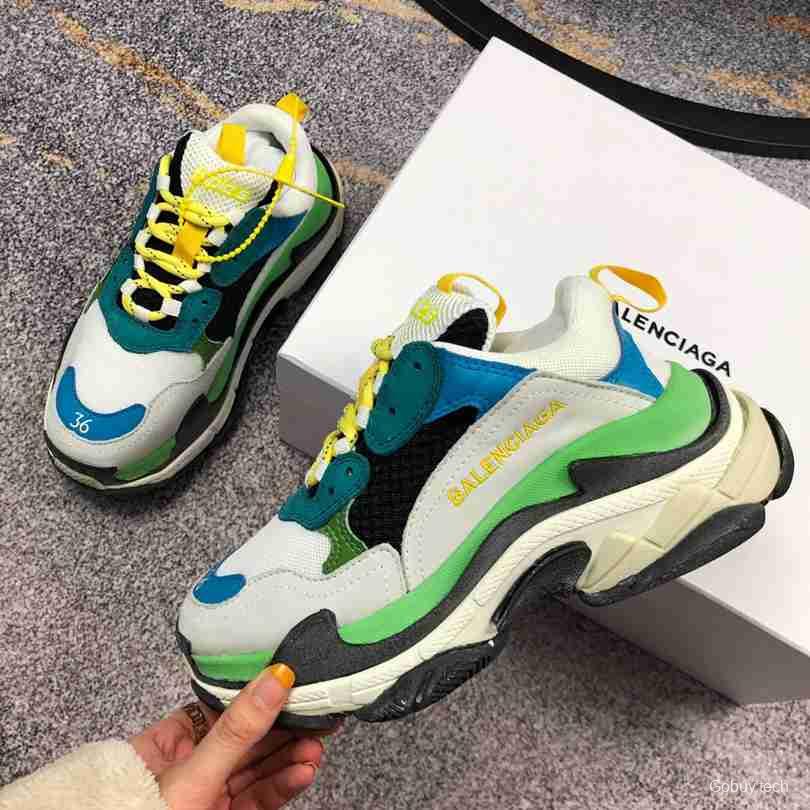 Men Balenciaga Triple-S Sneaker Multi-Color Green/Grey/Blue