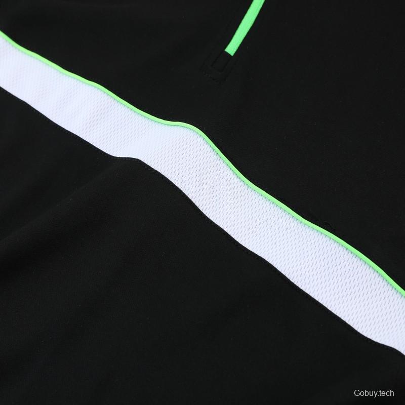 2023 NIKE Black Green Half Zipper Jacket +Pants