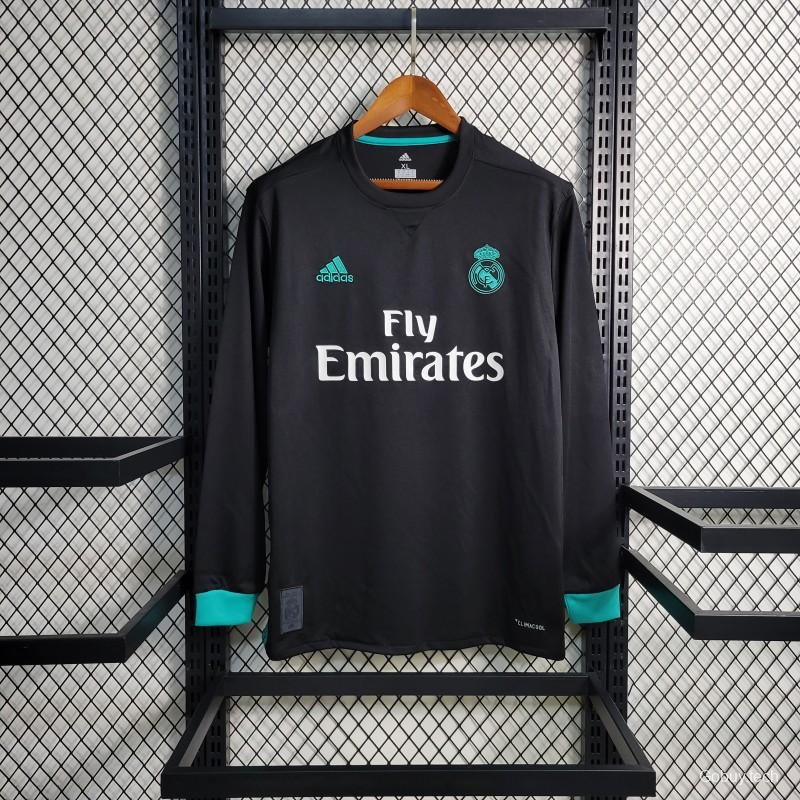 Retro Long Sleeve 17-18 Real Madrid Away Black Jersey