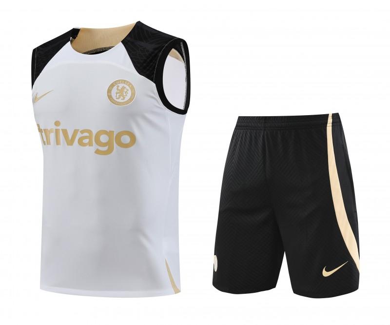 23-24 Chelsea White Black Vest Jersey+Shorts