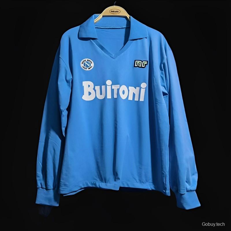 Retro Napoli 87/88 Home Long Sleeve Soccer Jersey