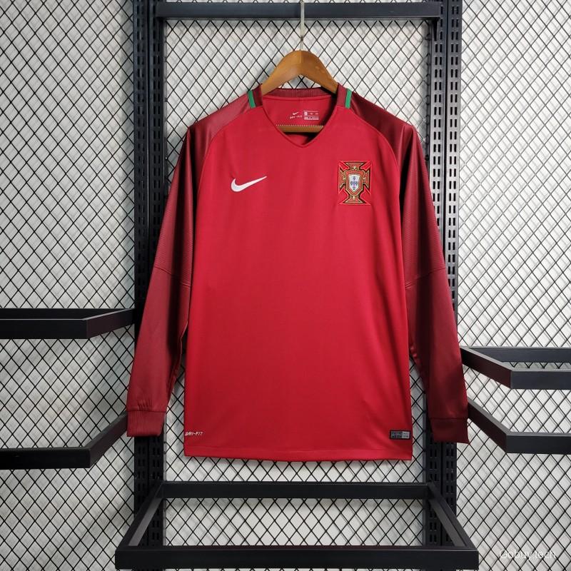 Retro 2016  Portugal Home Long Sleeve Jersey