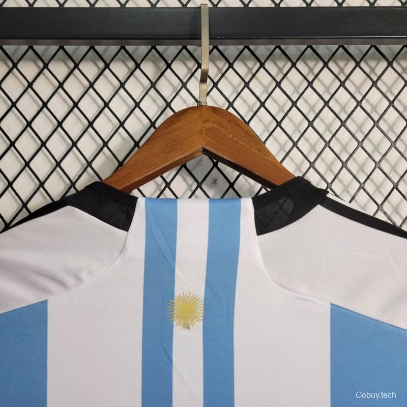 3 Stars 2022 Argentina Home Long Sleeve Jersey