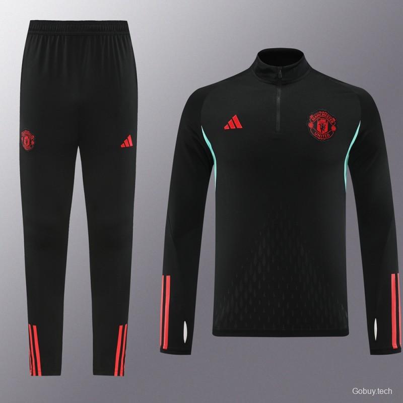 23/24 Manchester United Black Half Zipper Jacket+Pants