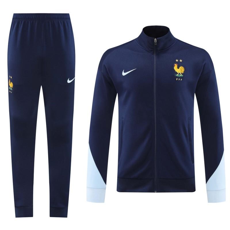 2024 France Navy Full Zipper Jacket +Long Pants