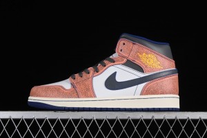 Nike Air Jordan 1 Mid "Flight Vintage" Retro Basketball Shoes with Washed Color Design - FV3619-106