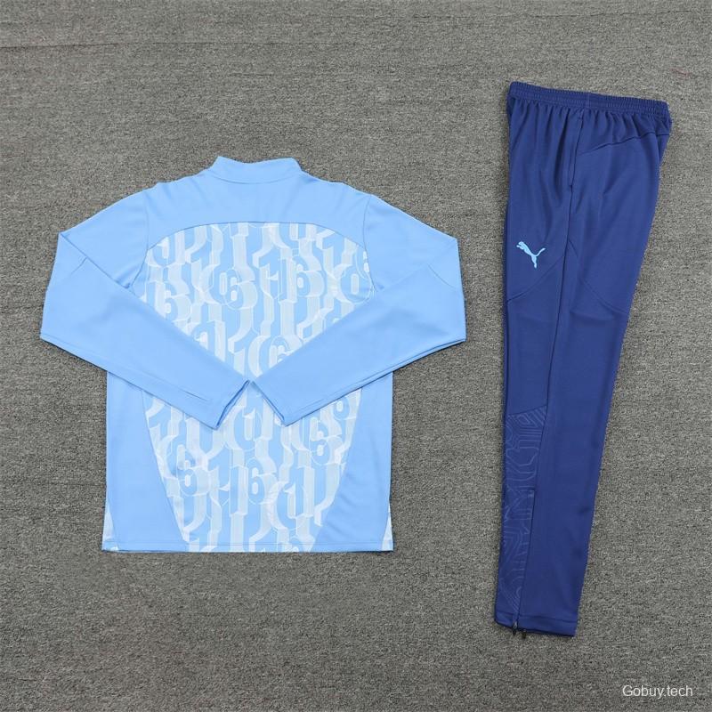 24/25 Manchester City Light Blue Half Zipper Jacket+Long Pants