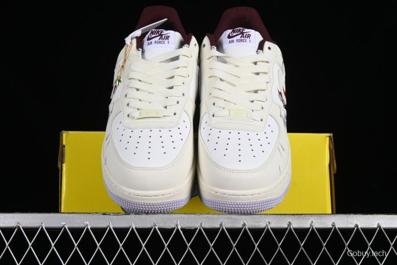 Nike Air Force 1'07 Low "MUD" Casual Sneakers with Bamboo Forest and Wandering Swordsman Print - XC2351-110