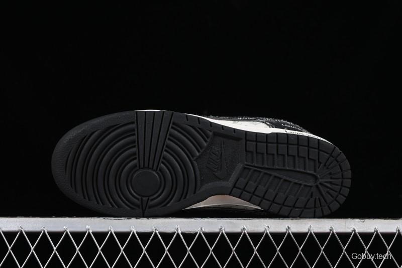 Nike SB Dunk Low LV Collaboration - Black Denim Print Anniversary Custom Low-Top Casual Sneakers - SJ2068-256