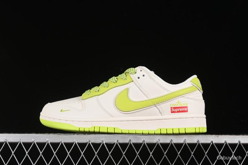 Nike SB Dunk Low Supreme Stone Island Collaboration - Fluorescent Beige Anniversary High-End Custom Low-Top Casual Skate Shoes - BB9866-005