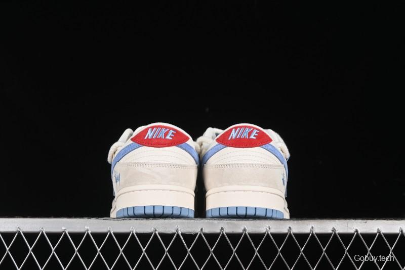 Nike SB Dunk Low Stussy Anniversary Edition Customized Low-Top Casual Skate Shoes with Blue Swoosh - SJ2068-279