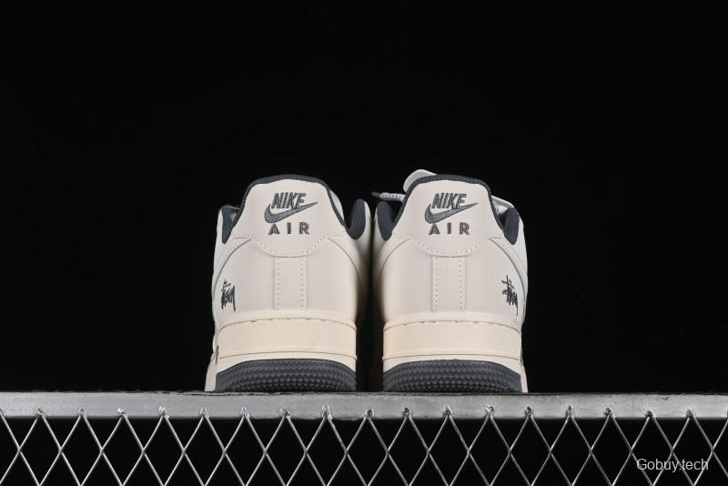 Nike Air Force 1 '07 Low Stussy Collaboration - Light Grey Double Swoosh Casual Sneakers - XZ6188-012