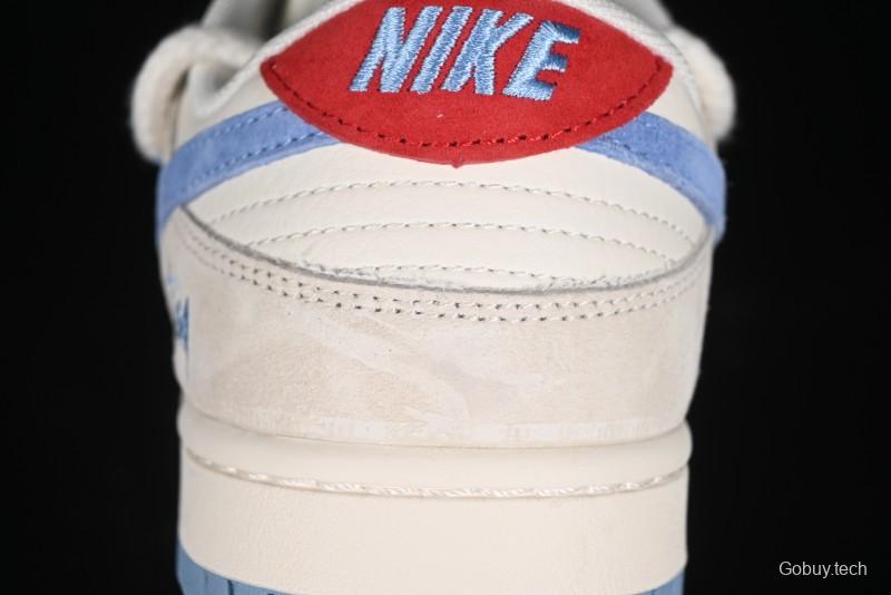 Nike SB Dunk Low Stussy Anniversary Edition Customized Low-Top Casual Skate Shoes with Blue Swoosh - SJ2068-279