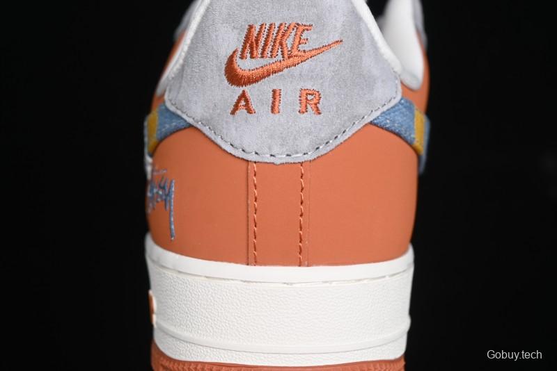 Nike Air Force 1 '07 Low Stussy Collaboration - Grey Brown Flyknit Low-Top Casual Sneakers - KK1988-025