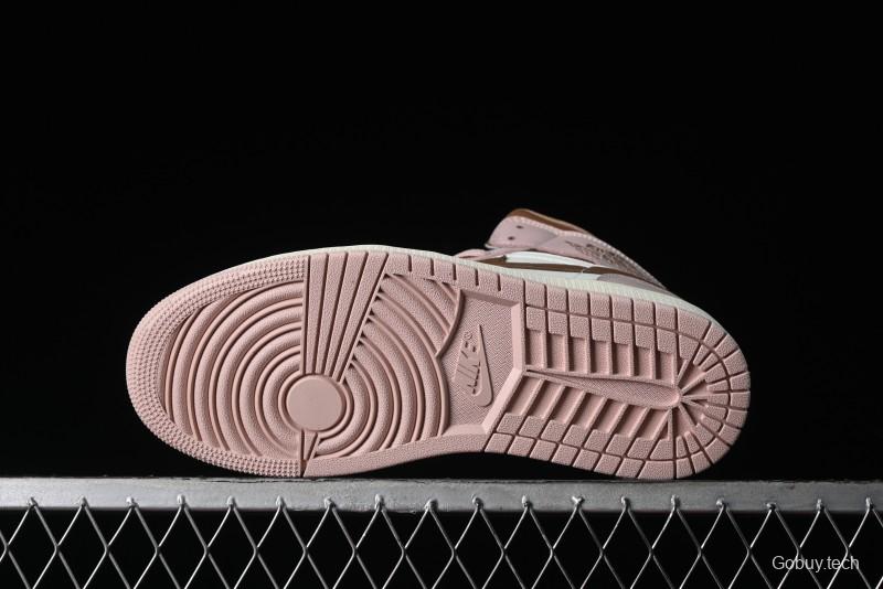 Nike Air Jordan 1 Mid AJ1 Basketball Shoes in Khaki Pink - BQ6472-620