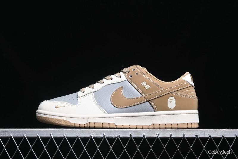 Nike SB Dunk Low BAPE Collaboration - Beige Grey Brown Anniversary Customized Low-Top Casual Sneakers - BB8969-006