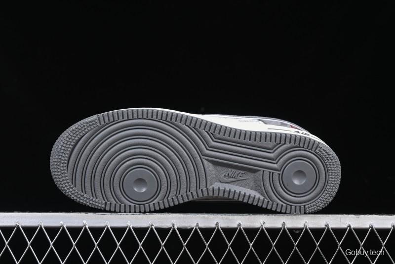 Nike Air Force 1 '07 Low Supreme Collaboration Grey Swoosh Red Tab Low-Top Casual Sneakers - CH6336-510