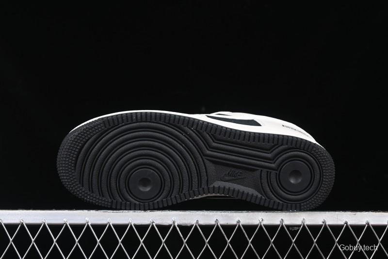 Nike Air Force 1 '07 Low Supreme Collaboration - Beige Black Double Swoosh Casual Sneakers - DF0188-019