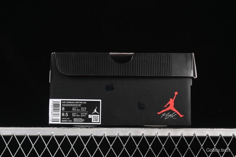 Nike Air Jordan 3 Retro OG Rare Air Sneakers with Small Reverse Swoosh - IB8967-004