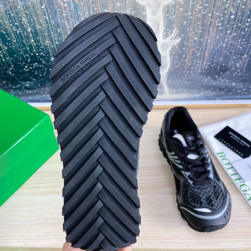 2025 Men BV Black Mesh Leather Sneakers LY00310
