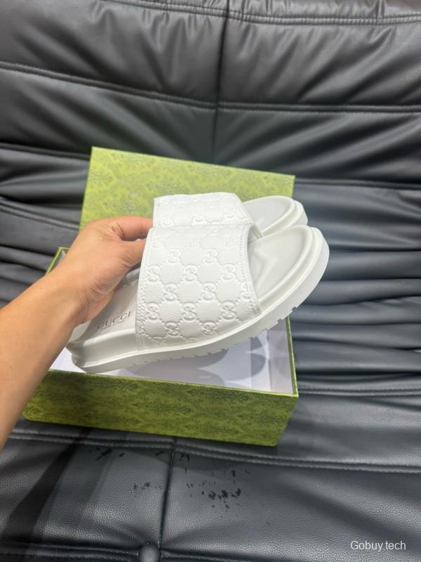 2024 GUCCI White Leather Slippers MJ00200