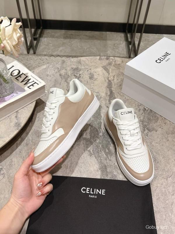 2025 Women Celine Beige White Leather Sneakers