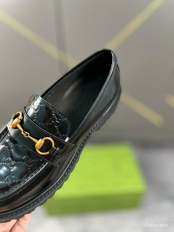 2024 Women Gucci Black Leather Formal Shoes MJ00300