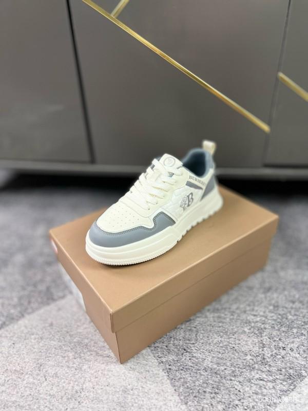 2024 Unisex Burberry White Grey Leather Casual Shoes MJ00251