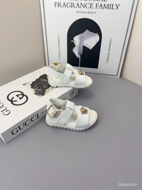 2025 Kids Versace Black White Leather Sandals