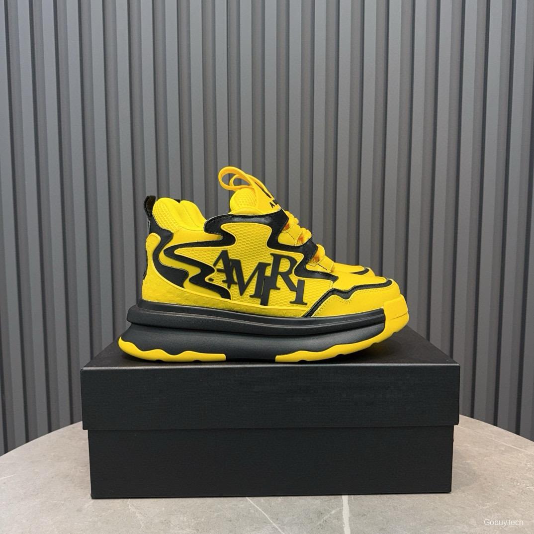 2024 Unisex Amiri Yellow Black Leather Sneakers MJ00410