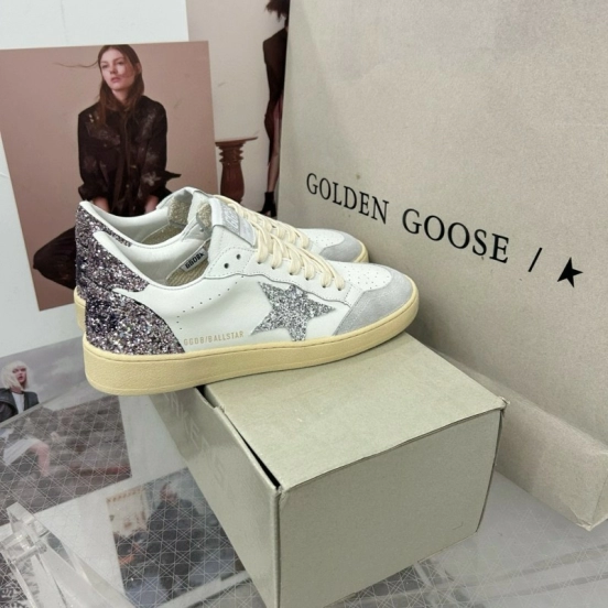 2024 Unisex GGDB White Silver Glitter Leather Suede Sneakers MJ00260